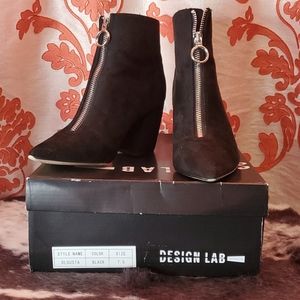 Design Lab black suede look front zip bootie